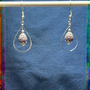 22117 Purple dyed lava stone earrings